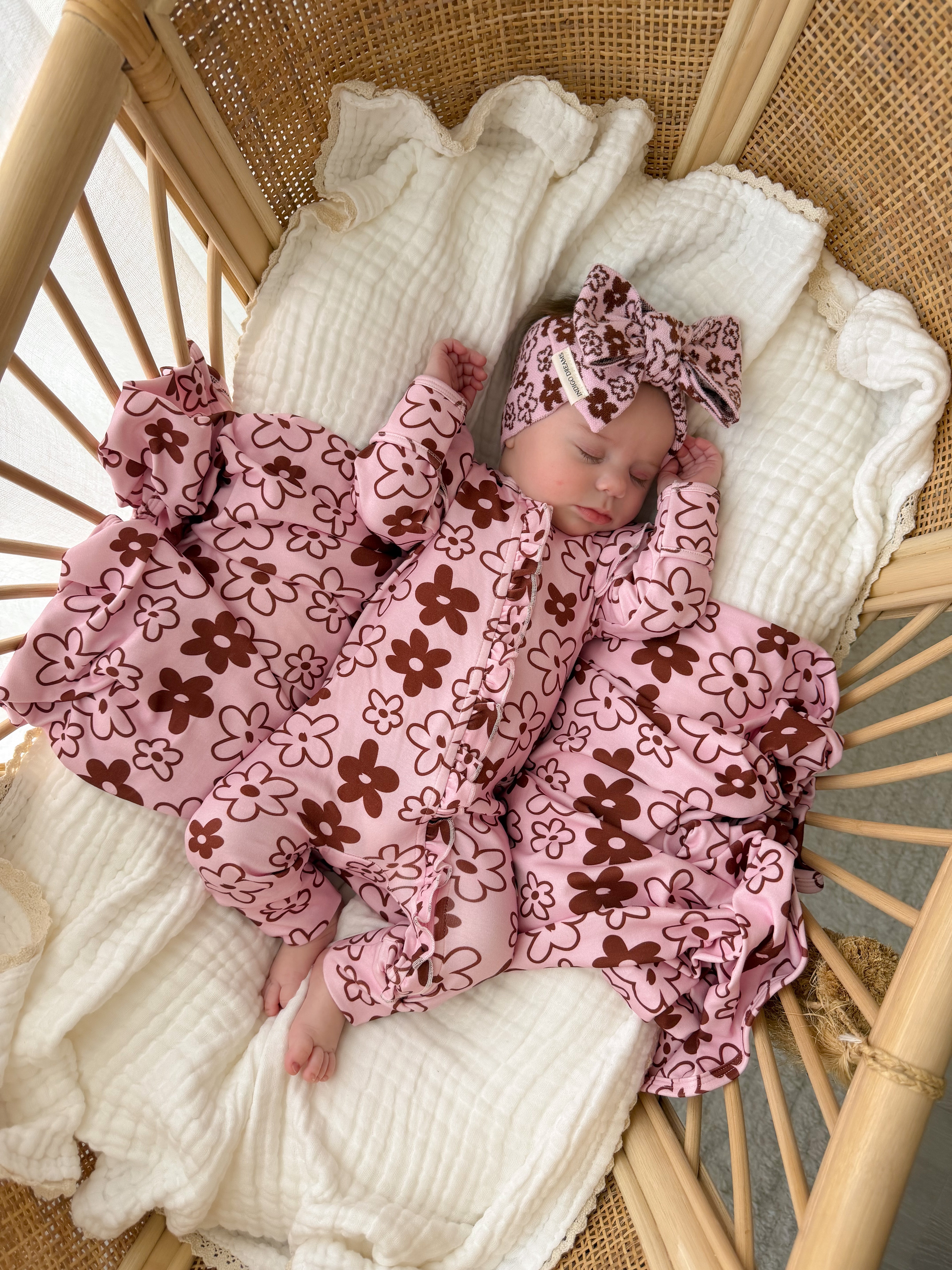 Romy Ruffle Onesie - Cocoa & Blossom