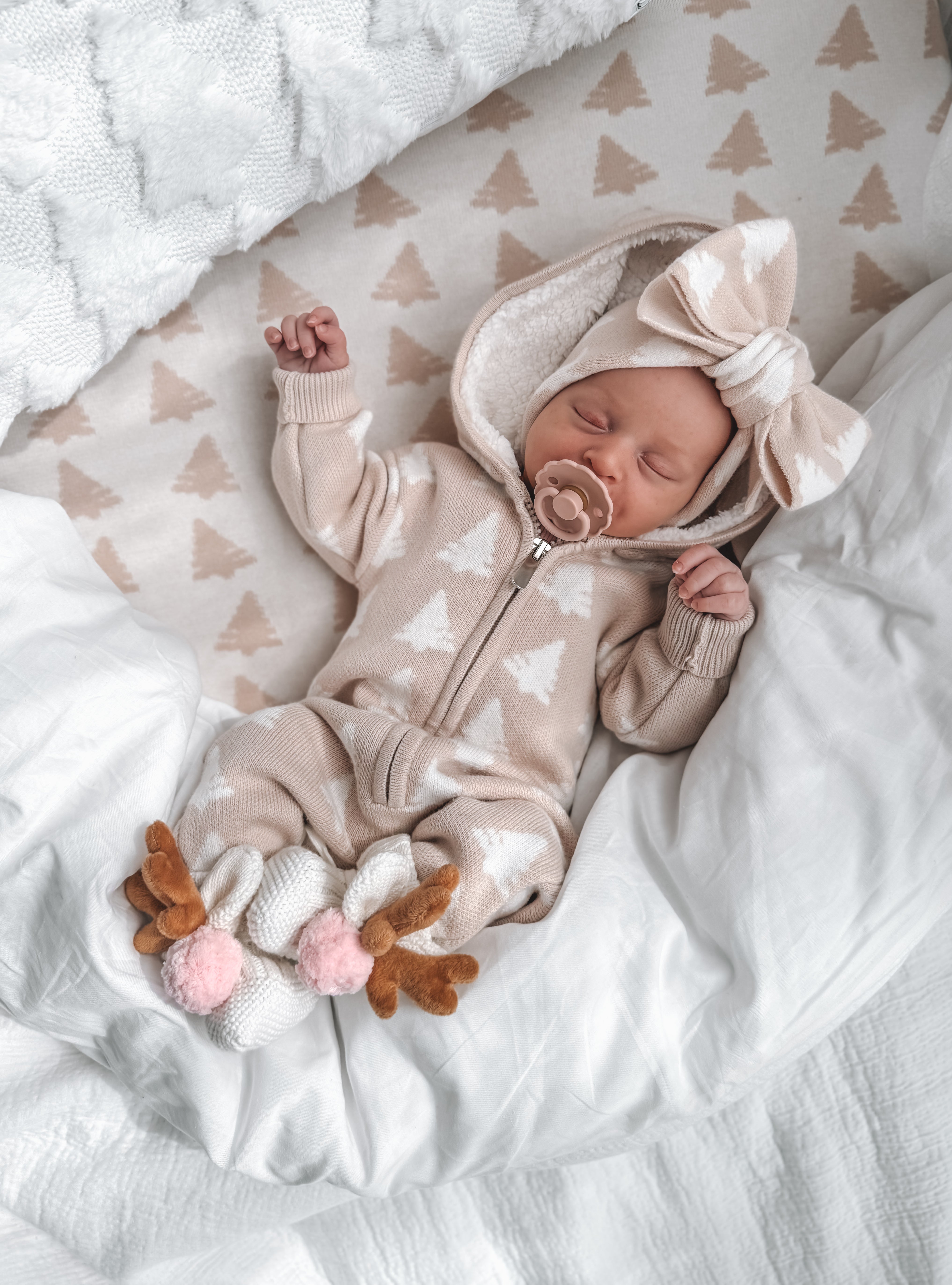 Christmas Tree Sherpa Hooded Romper