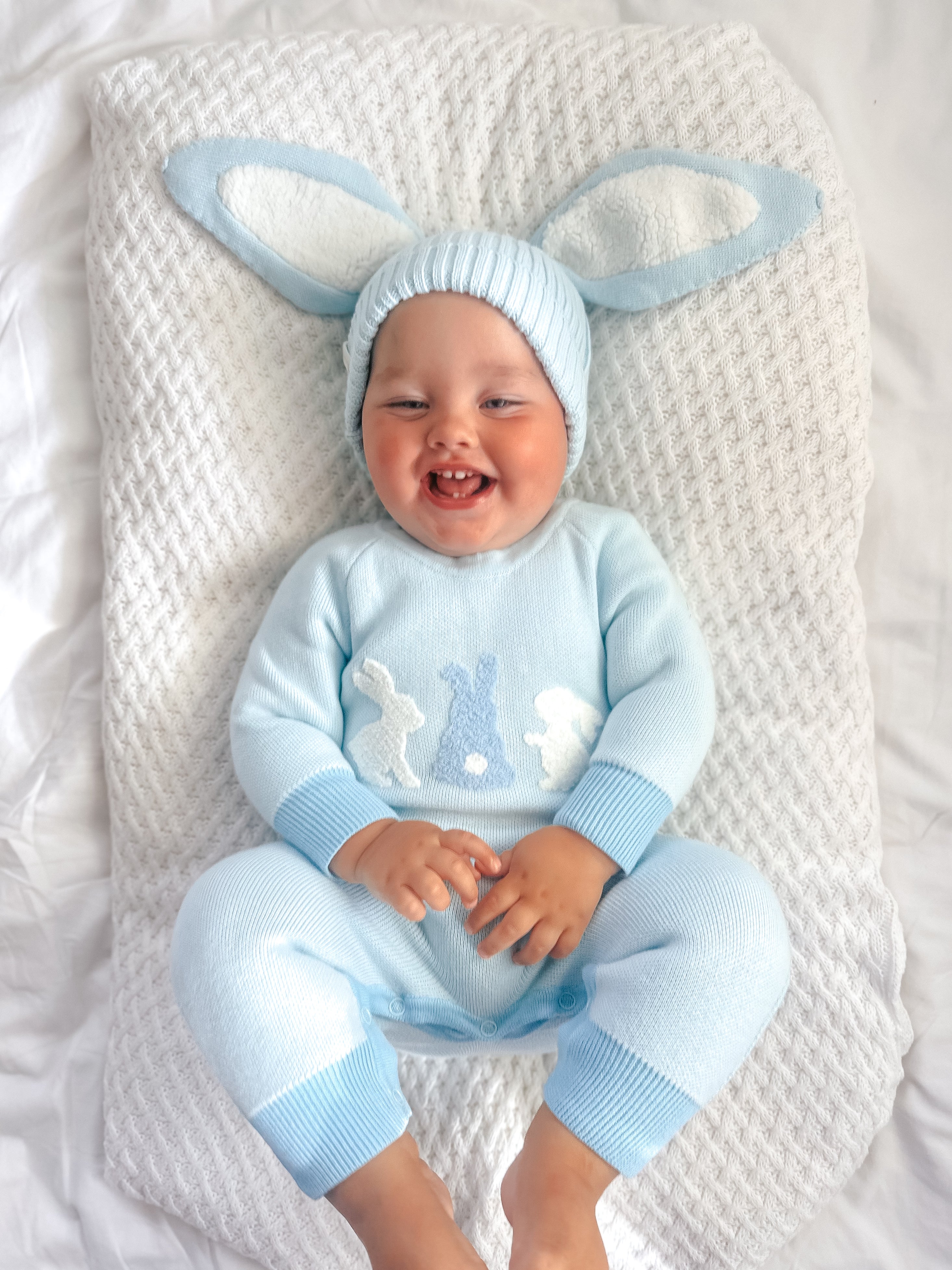 Bunny Boucle Romper - Sky