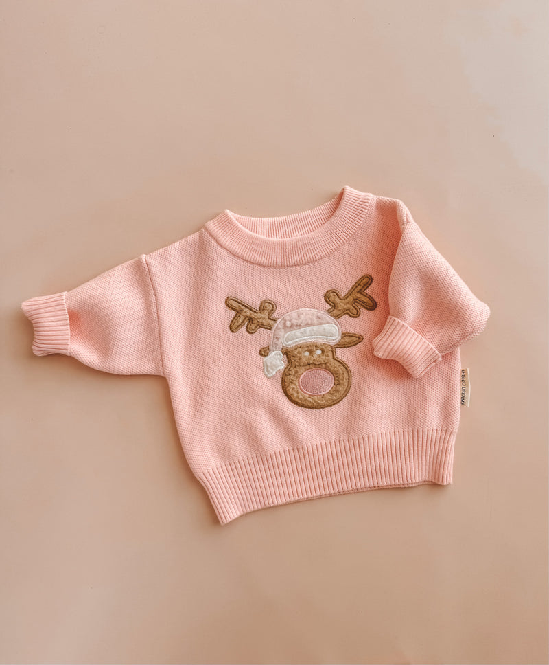 Pink Reindeer Sherpa Jumper