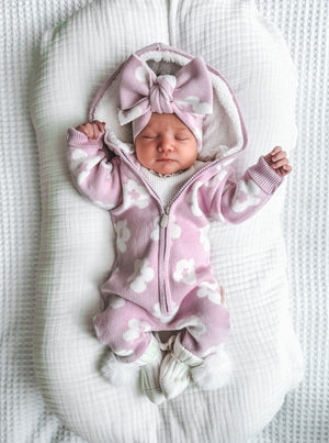 Lola Sherpa Hooded Romper Orchid