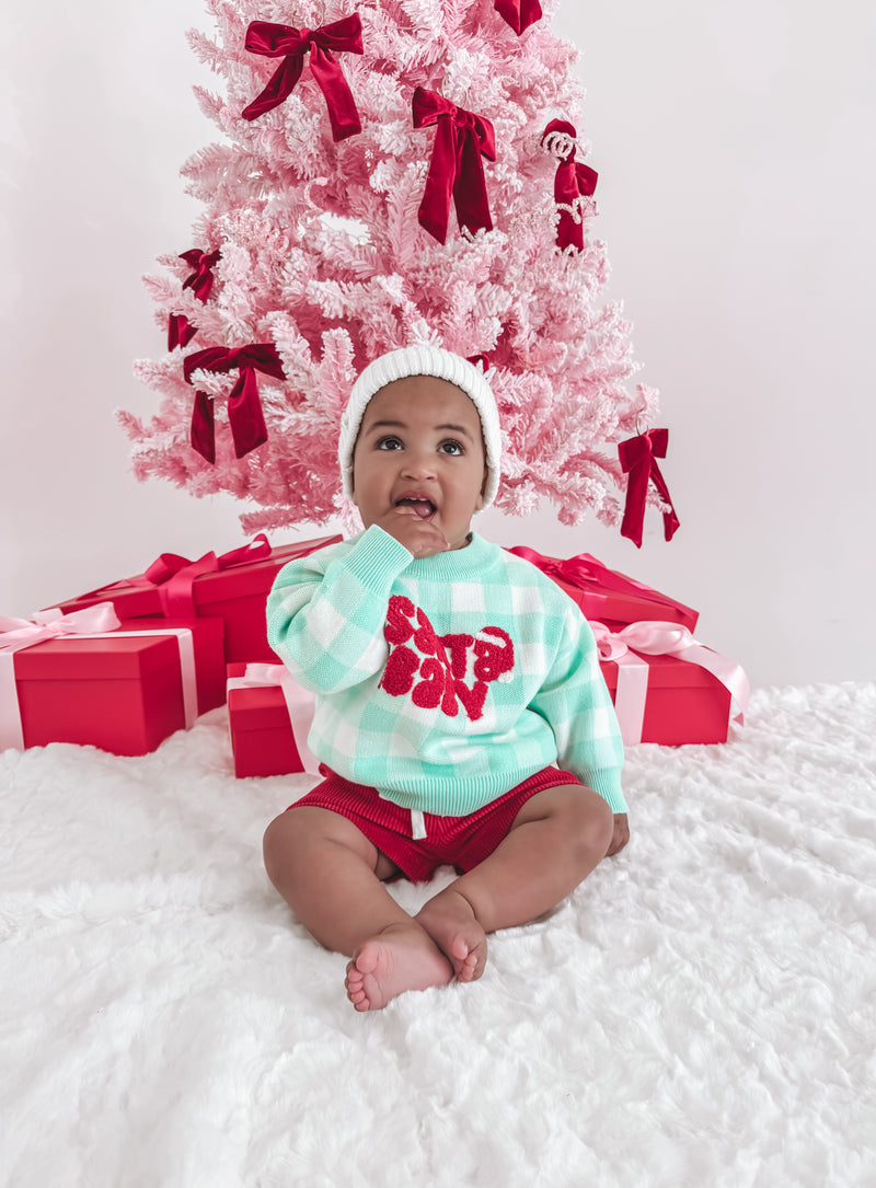 Santa Baby Gingham Jumper - Peppermint