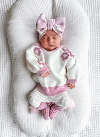 Orchid Boucle Long Sleeve Frill Romper