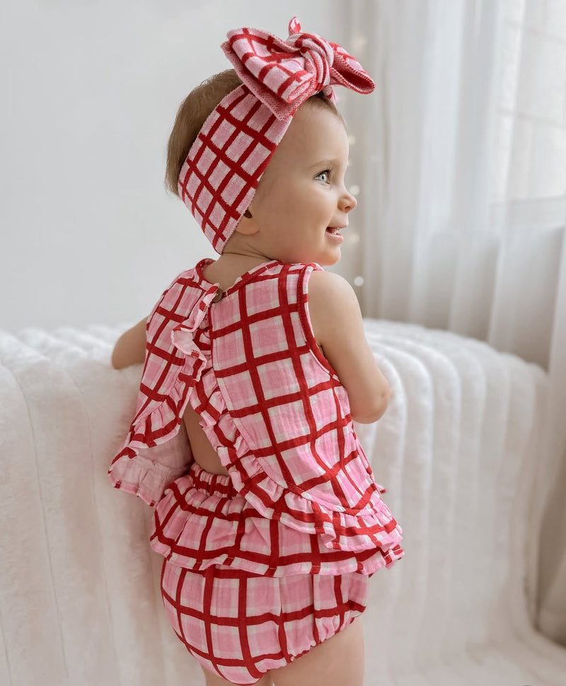 Candy Check Open Back Top