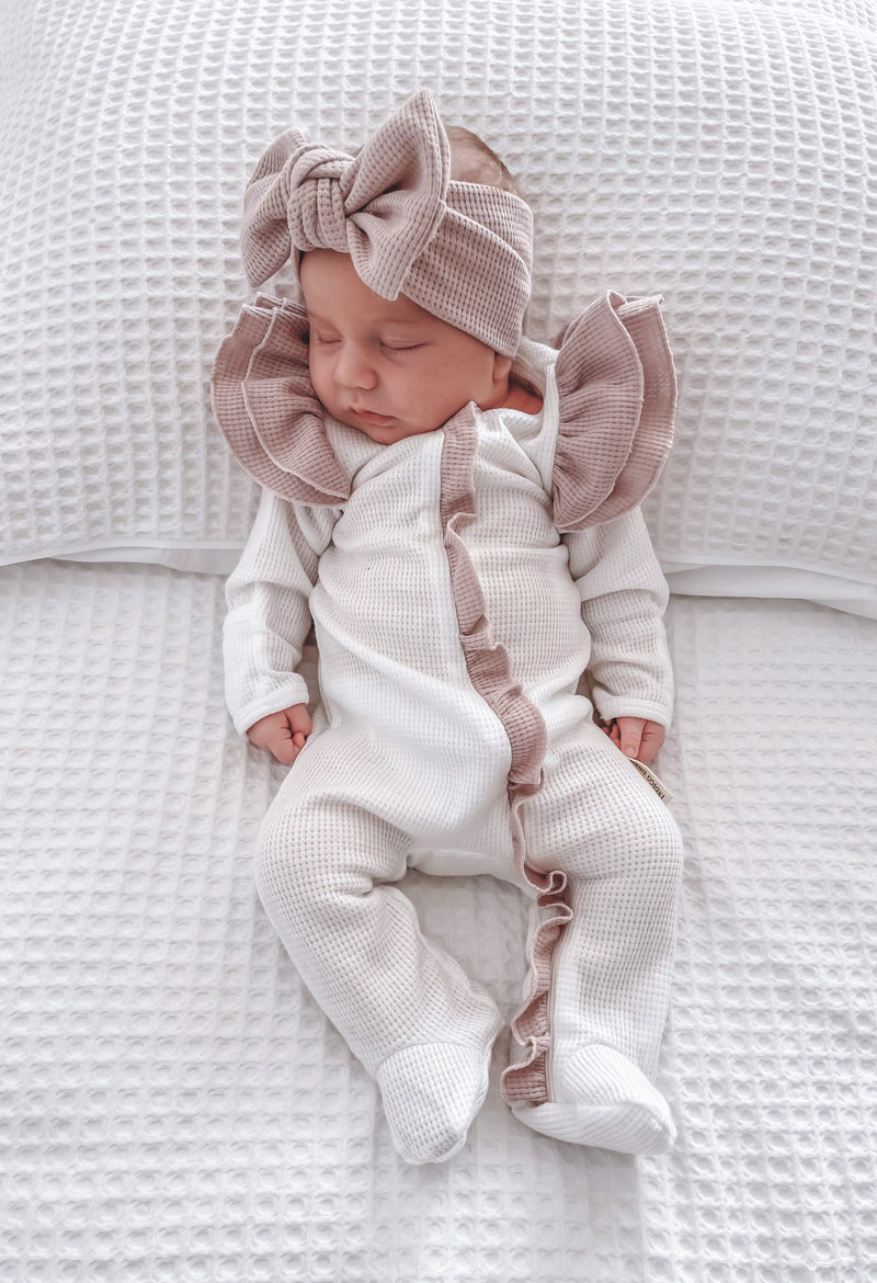 Coconut and Mauve Waffle Onesie
