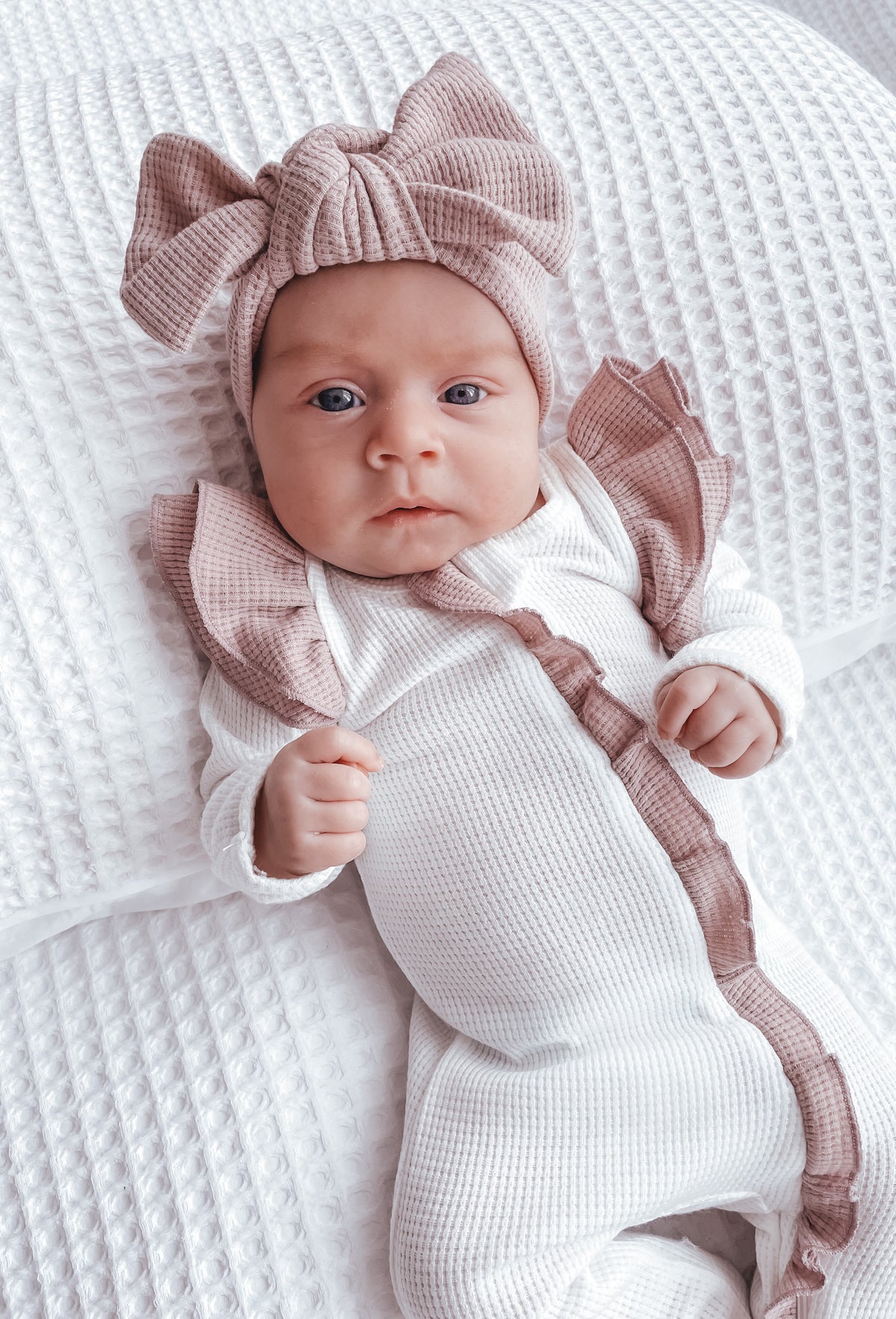 Coconut and Mauve Waffle Onesie