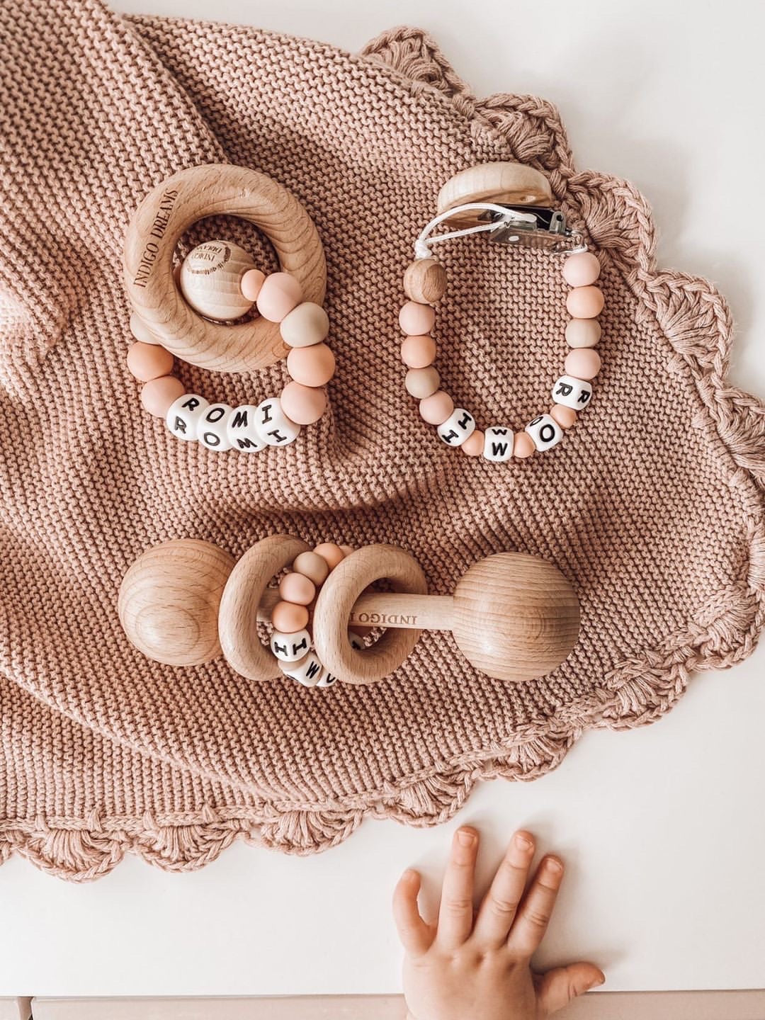 Keepsake Rattle, Teether and Dummy Chain Bundle