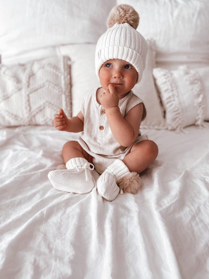 Oat Pom Booties