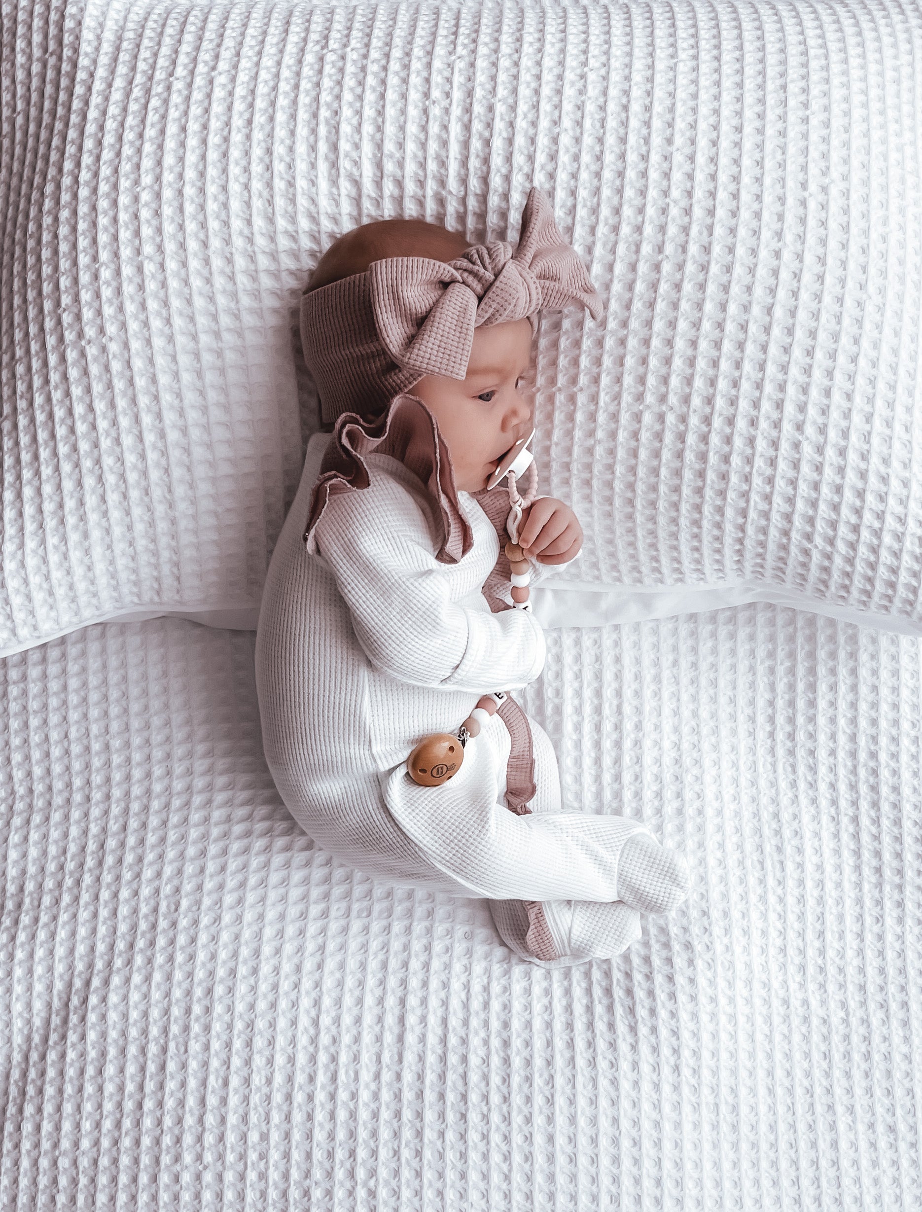 Coconut and Mauve Waffle Onesie