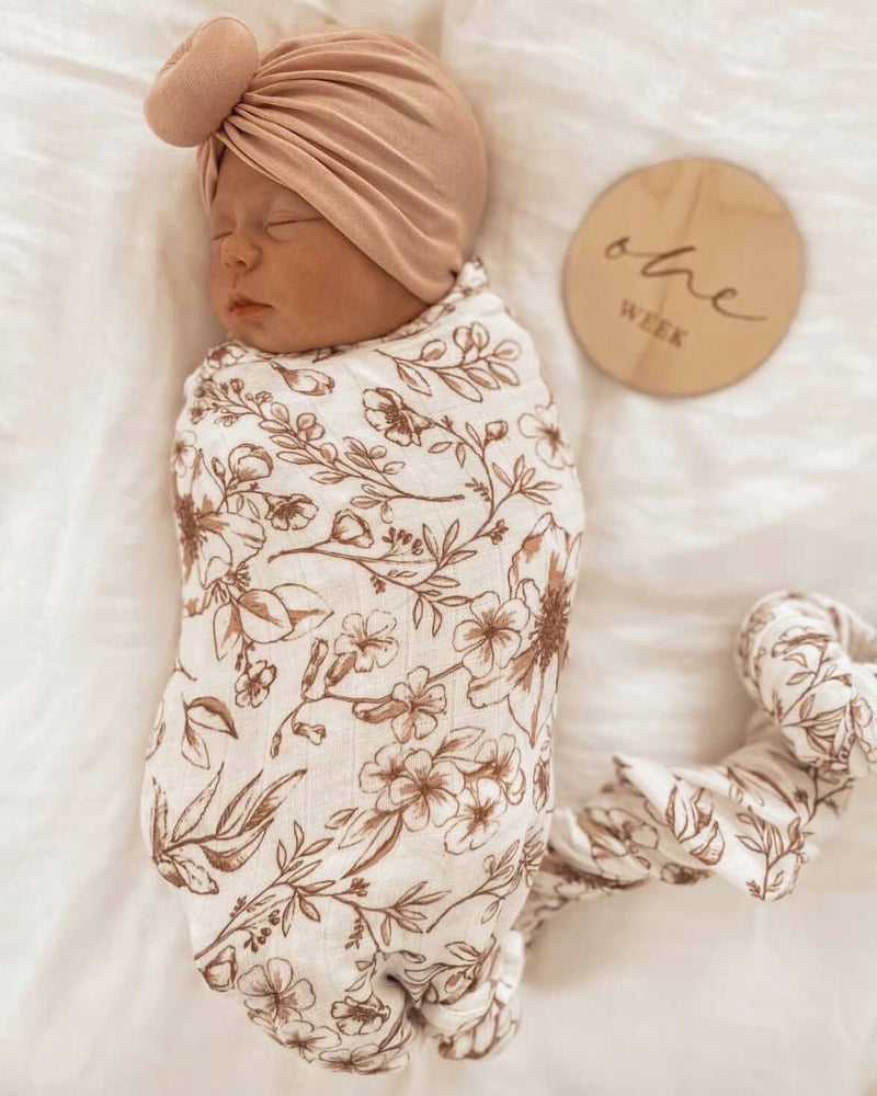 Vintage Botanical Muslin Swaddle