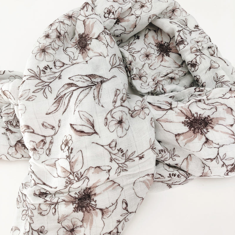 Vintage Botanical Muslin Swaddle