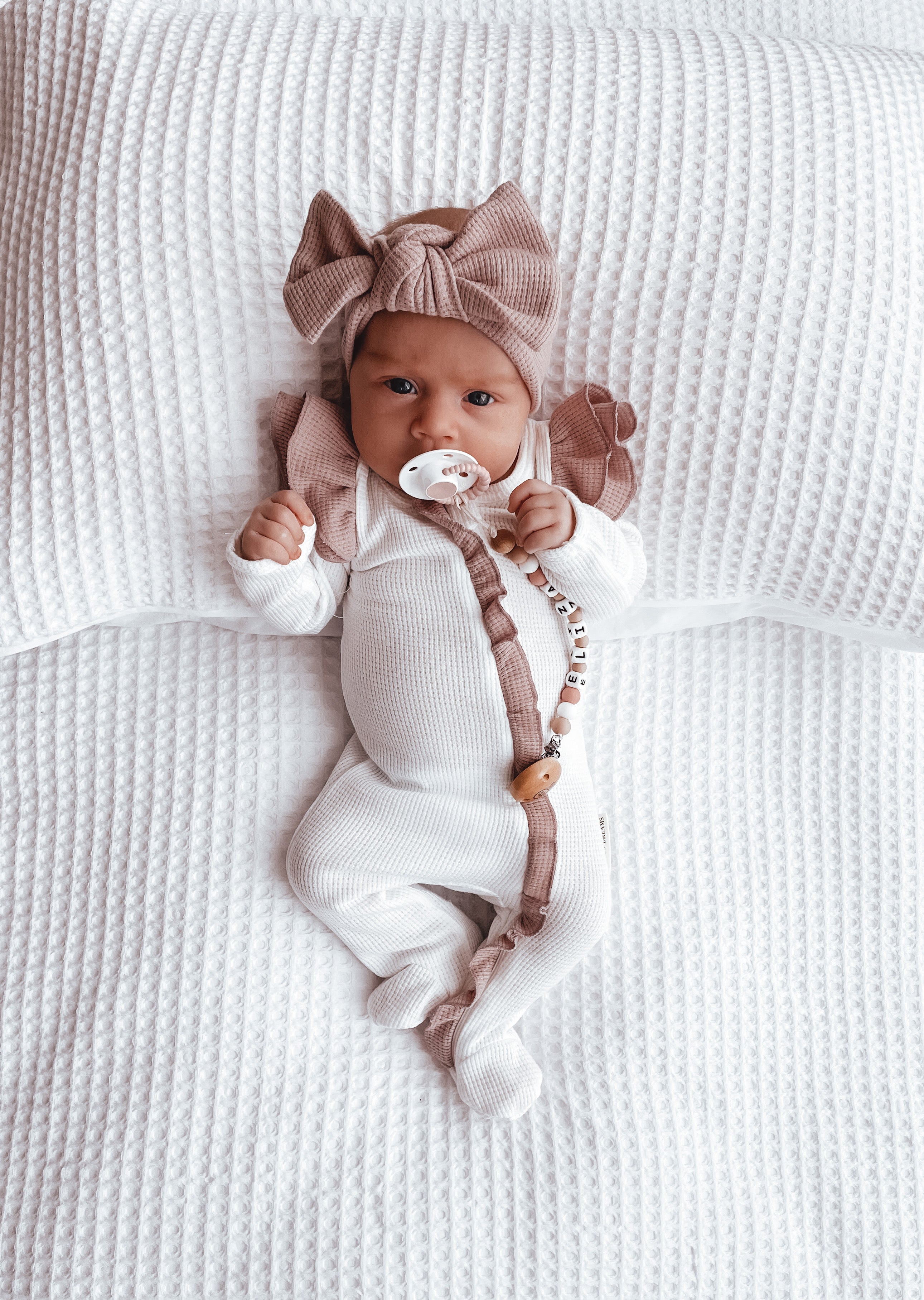 Coconut and Mauve Waffle Onesie