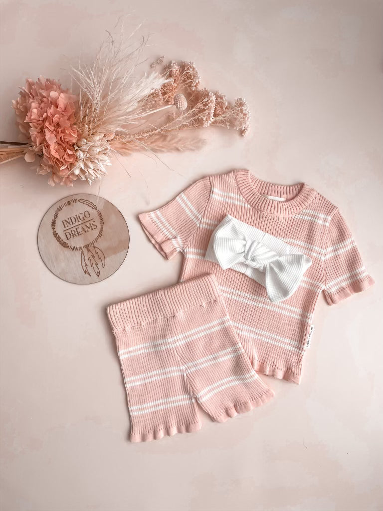 Soft Pink Stripe Knit Set