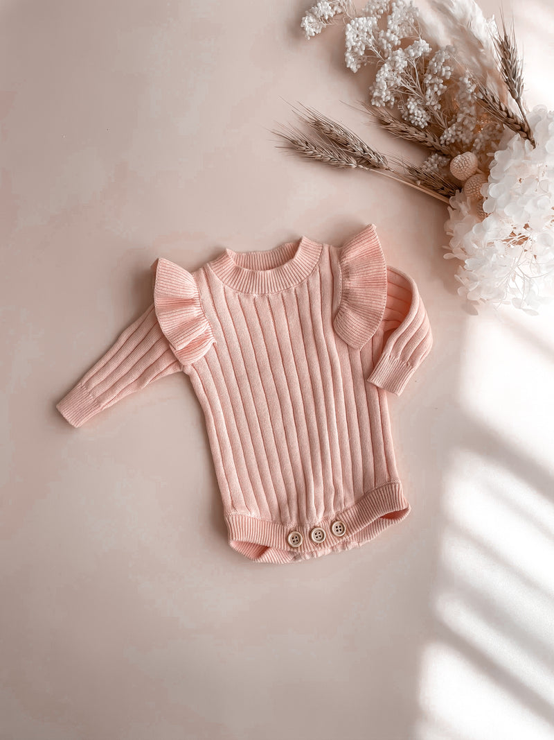Frill Soft Pink Knit Bodysuit – Indigo Dreams Handmade
