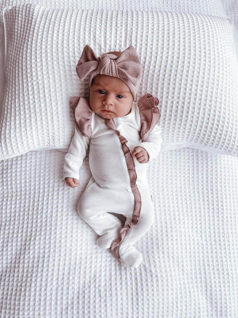 Coconut and Mauve Waffle Onesie
